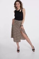 Leopar Yırtmaçlı Etek