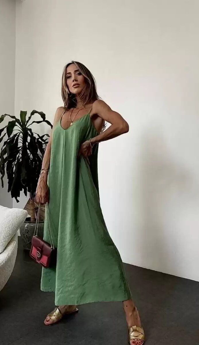Areobin Uzun Elbise Haki